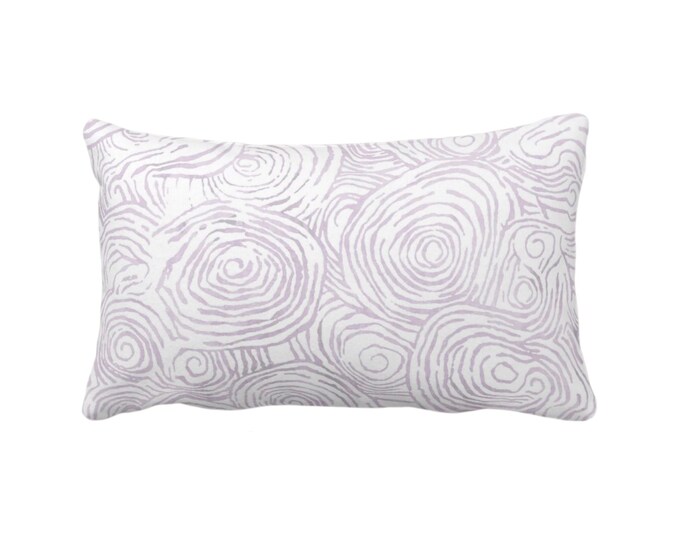 Abstract Floral Throw Pillow/Cover Pale Lavender 12 x 20" Lumbar Pillows/Covers Light Purple White Painted Modern/Organic/Geometric Print