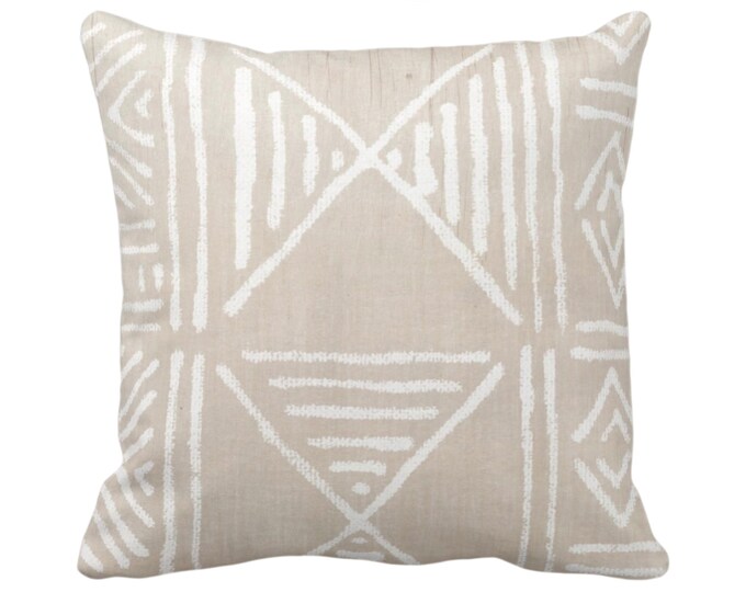 OUTDOOR Mud Cloth Printed Throw Pillow or Cover, Clay/White 14, 16, 18, 20, 26" Sq Pillows/Covers, Mudcloth/Boho/Geometric/African Print