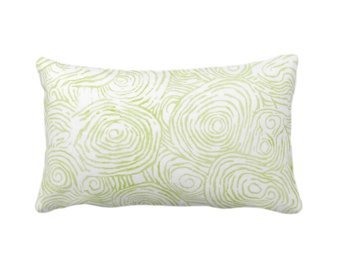 Watercolor Fois Bois Throw Pillow or Cover, Wasabi 12 x 20" Lumbar Pillows or Covers, Light Green Painted Modern/Swirl/Geo/Lines Print