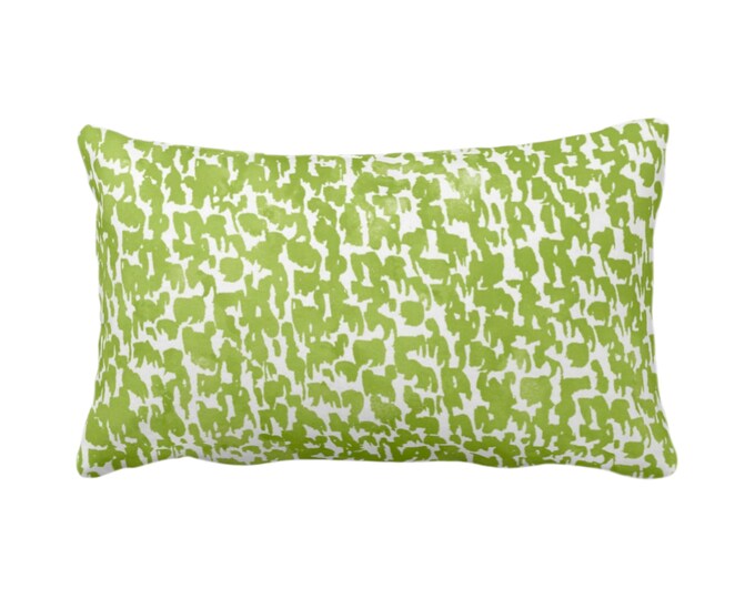 Wasabi Speckled Print Throw Pillow or Cover 12 x 20" Lumbar Pillows or Covers, White & Lime Green Abstract/Marbled/Spots/Dots/Painted/Dashes