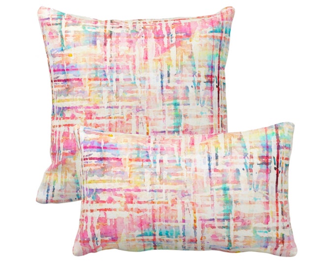 Printed Watercolor Tweed Throw Pillow/Cover 12x20, 16, 18, 20, 22, 26" Sq/Lumbar Multi-Colored Pillows/Covers Colorful Modern Abstract Print