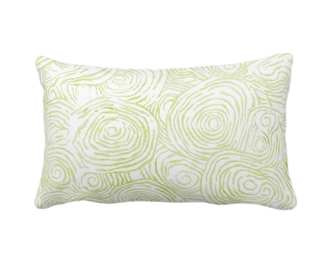 Abstract Floral Throw Pillow or Cover, Wasabi 12 x 20" Lumbar Pillows/Covers Bright Green Watercolor Modern/Organic/Geometric/Geo Print
