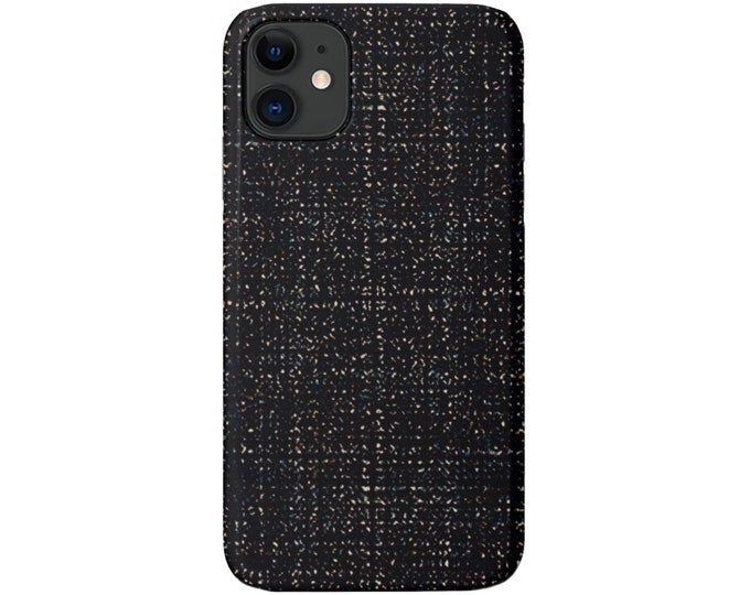 Black Tweed iPhone 15, 14, 13, 12, 11, XS, XR, X, 7/8 Pro/Max/P/Plus Snap Case or TOUGH Protective Cover, Black/Multi Modern Print/Pattern