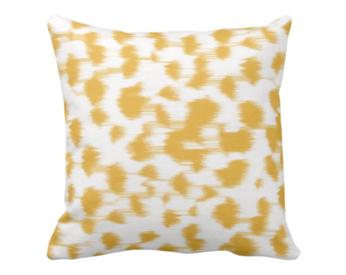 Ikat Abstract Animal Print Throw Pillow or Cover 16, 18, 20, 22, 26" Sq Pillows/Covers, Citron Yellow/White Spots/Spotted/Dots/Geo/Painted