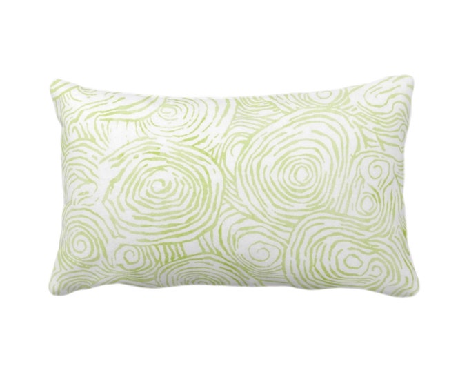 OUTDOOR Abstract Floral Throw Pillow or Cover, Wasabi 14 x 20" Lumbar Pillows or Covers, Light/Bright Green Watercolor Modern/Organic Print