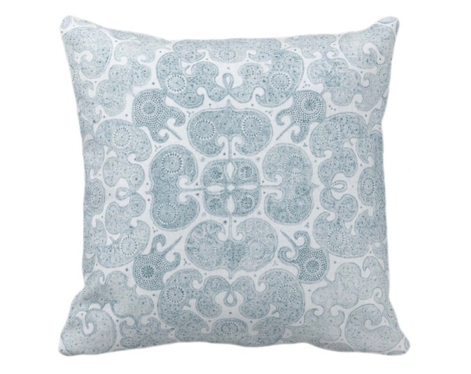 Faye Print Throw Pillow or Cover, Calm Sea 16, 18, 20, 22, 26" Sq Pillows/Covers, Light Blue/Green Floral/Geo/Organic/Modern Design/Pattern