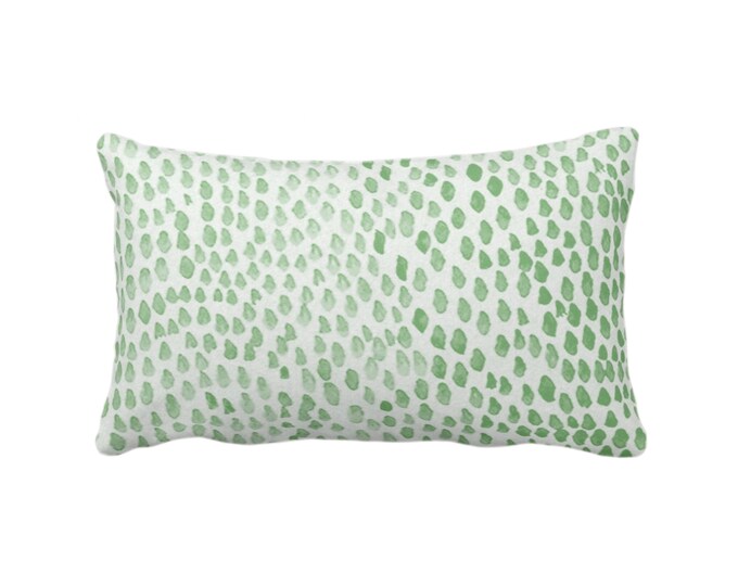 Ripple Abstract Throw Pillow/Cover, Grass Green 12 x 20" Lumbar Pillows/Covers, Watercolor/Hand-Painted/Modern/Geometric/Dashes Print