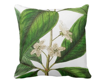 Cuscino decorativo con stampa floreale bianca botanica da esterno, decorazione tropicale vintage