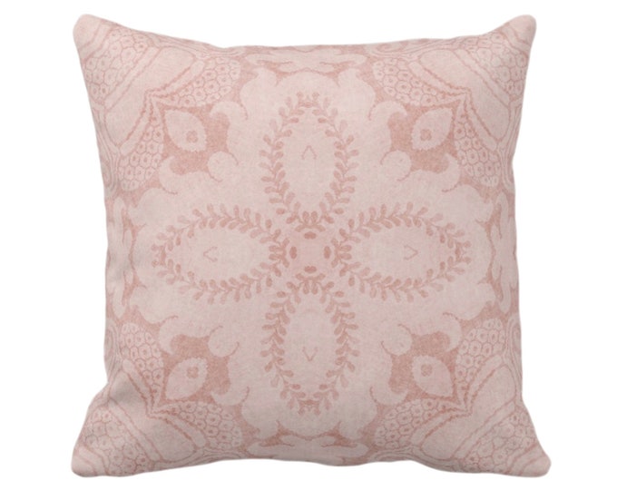 OUTDOOR Nouveau Damask Throw Pillow or Cover, Pink Clay 14, 16, 18, 20, 26" Sq Pillows/Covers, Dusty Adobe/Blush Floral/Modern/Organic Print