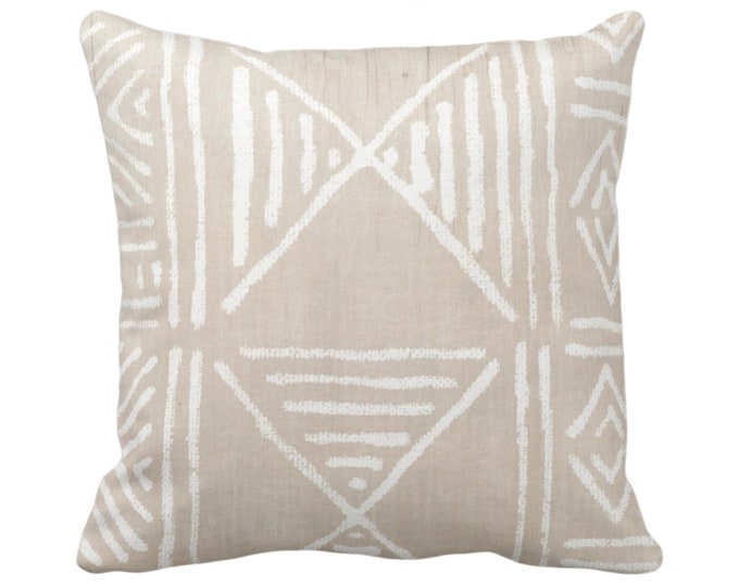 Mud Cloth Printed Throw Pillow or Cover, Clay/White 18 or 22" Sq Pillows/Covers, Mudcloth/Boho/Geometric/African/Tribal/Geo Print