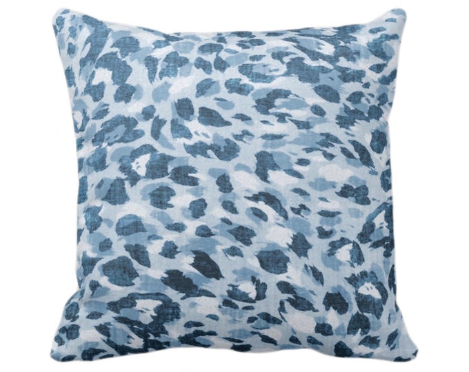 OUTDOOR Spots Print Throw Pillow or Cover, Lake Blue 14, 16, 18, 20, 26" Sq Pillows/Covers, Indigo/Denim Abstract Animal/Leopard/Pattern