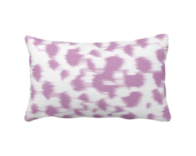 Ikat Abstract Animal Print Throw Pillow or Cover 12 x 20" Lumbar Pillows/Covers, Light Purple/White Spots/Spotted/Dots/Geo/Painted Pattern