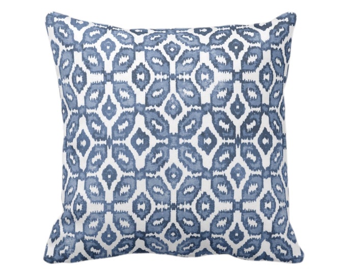 OUTDOOR Navy Ikat Throw Pillow or Cover 16, 18, 20, 26" Sq Pillows/Covers, Blue/White Geometric/Diamonds/Diamond/Trellis/Geo Print