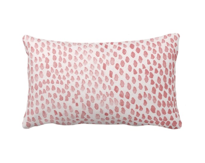 Ripple Abstract Throw Pillow/Cover, Guava Pink 12 x 20" Lumbar Pillows/Covers, Watercolor/Hand-Painted/Modern/Geometric/Dashes Print