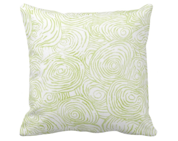 OUTDOOR Abstract Floral Throw Pillow/Cover, Wasabi 16, 18, 20, 26" Sq Pillows/Covers, Bright/Light Green Watercolor Modern/Organic/Geo Print