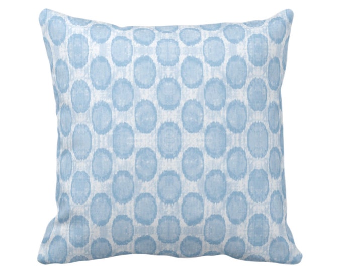 Ikat Ovals Print Throw Pillow or Cover 16, 18, 20, 22, 26" Sq Pillows or Covers, Sky/Light Blue Geometric/Circles/Dots/Dot/Geo/Polka Pattern