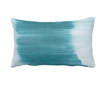 OUTDOOR Teal Ombre Stripe Throw Pillow or Cover 14 x 20" Lumbar Pillows/Covers, Blue/Green Geometric/Art/Print/Striped/Stripes/Geo/Lines