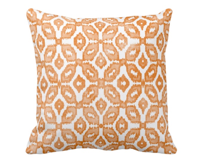 OUTDOOR Canteloupe Ikat Print Throw Pillow/Cover 14, 16, 18, 20, 26" Sq Pillows/Covers Orange/White Geometric/Diamonds/Diamond/Geo/Diamond