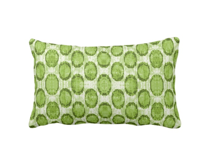 OUTDOOR Ikat Ovals Print Throw Pillow or Cover 14 x 20" Lumbar Pillows or Covers, Kiwi Green Geometric/Circles/Dots/Dot/Geo/Polka Pattern