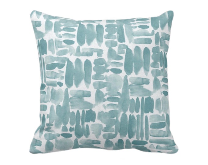 Brush Strokes Throw Pillow or Cover, Lagoon Blue/Green 16, 18, 20, 22, 26" Sq Pillows/Covers, Watercolor/Hand-Painted/Modern/Abstract Print