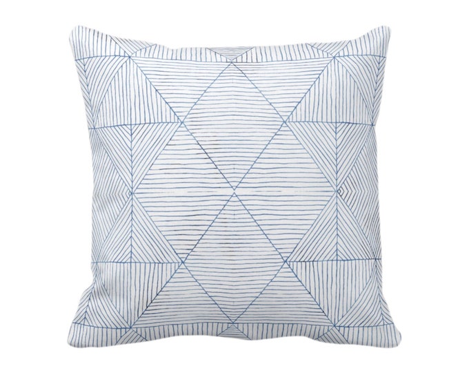Fine Line Geo Print Throw Pillow or Cover 16, 18, 20, 22, 26" Sq Pillows/Covers Navy Blue & White Minimal/Geometric/Abstract/Modern Pattern