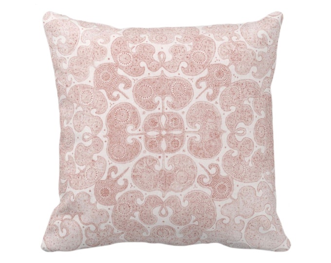 Farrah Print Throw Pillow or Cover, Pink Clay 16, 18, 20, 22, 26" Sq Pillows or Covers, Dusty/Earthy Floral/Geometric/Organic/Modern Design