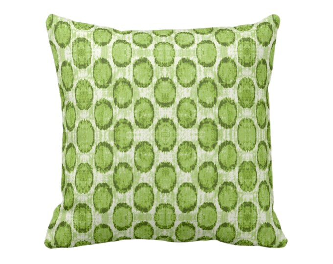 OUTDOOR Ikat Ovals Print Throw Pillow or Cover 14, 16, 18, 20, 26" Sq Pillows/Covers, Kiwi Green Geometric/Dots/Geometric/Geo/Boho Pattern