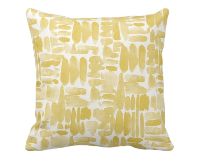 OUTDOOR Brush Strokes Throw Pillow/Cover, Yellow/White 14, 16, 18, 20, 26" Sq Pillows/Covers Watercolor/Hand-Painted/Modern/Abstract Print