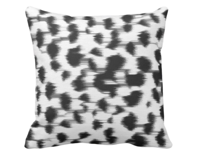 OUTDOOR Ikat Abstract Animal Print Throw Pillow or Cover 14, 16, 18, 20, 26" Sq Pillows/Covers, Black/Gray/White Spotted/Dots/Spots/Geo