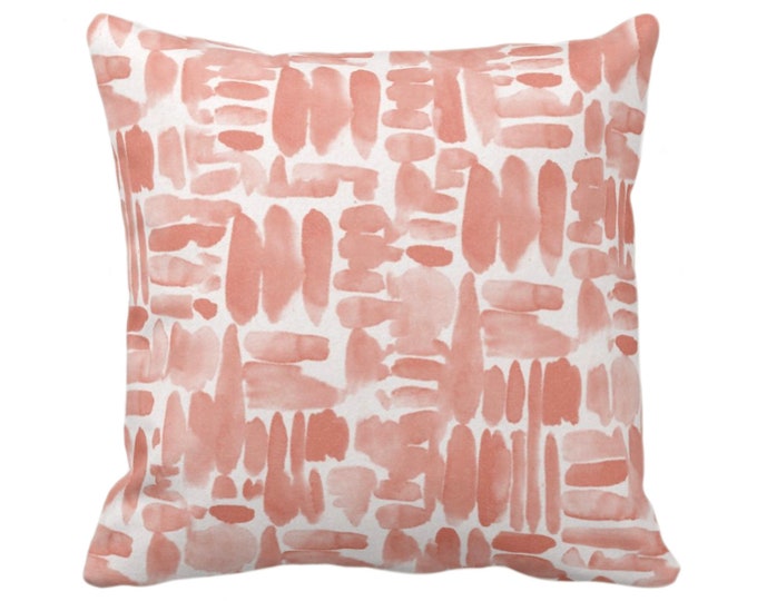 OUTDOOR Brush Strokes Throw Pillow or Cover, Coral 14, 16, 18, 20, 26" Sq Pillows/Covers, Watercolor/Hand-Painted/Modern/Abstract Print