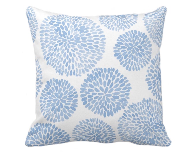 Watercolor Chrysanthemum Throw Pillow or Cover, Cornflower/White 16, 18, 20, 22, 26" Sq Pillows/Covers Light Blue Modern/Floral/Flower Print