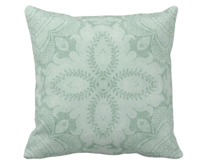 Nouveau Damask Throw Pillow or Cover, Celadon Green 16, 18, 20, 22, 26" Sq Pillows or Covers Dusty Mint Floral/Modern/Organic Print/Pattern