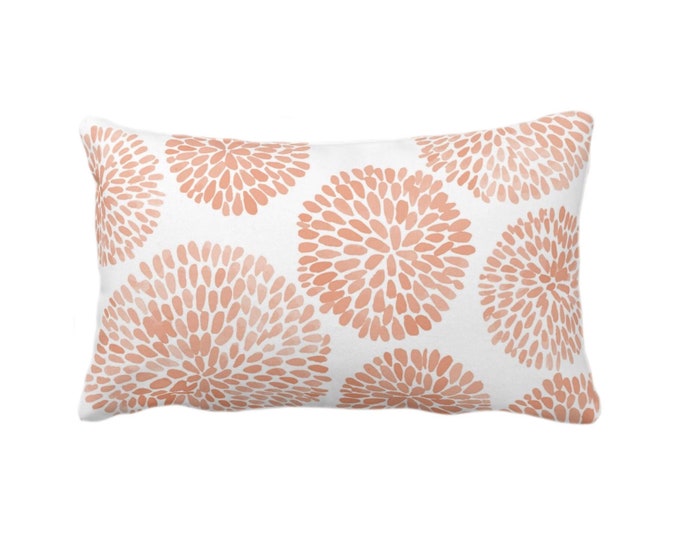 OUTDOOR Watercolor Chrysanthemum Throw Pillow/Cover Peach/White 14 x 20" Lumbar Pillows/Covers, Orange Abstract/Modern/Floral/Flower Print