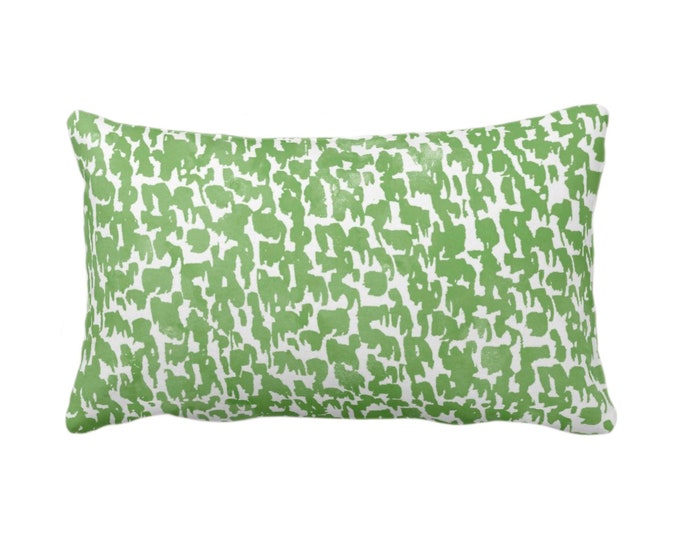 OUTDOOR Leaf Speckled Print Throw Pillow or Cover 14 x 20" Lumbar Pillows or Covers White/Green Abstract/Marbled/Spots/Dots/Painted/Dashes