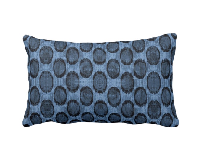 OUTDOOR Ikat Ovals Print Throw Pillow or Cover 14 x 20" Lumba Pillows/Covers, Navy/Dark Blue Geometric/Circles/Dots/Dot/Geo/Polka Pattern