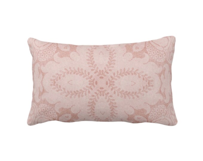 Nouveau Damask Throw Pillow or Cover, Pink Clay 12 x 20" Lumbar/Oblong Pillows/Covers Dusty Blush, Floral/Modern/Organic Print/Pattern