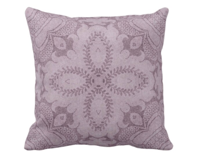 OUTDOOR Nouveau Damask Throw Pillow or Cover, Dusty Plum 14, 16, 18, 20, 26" Sq Pillows/Covers, Deep Purple Floral/Modern/Organic Print