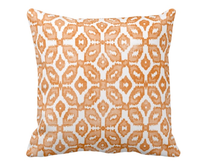 Canteloupe Ikat Print Throw Pillow or Cover 16, 18, 20, 22 or 26" Sq Pillows or Covers White/Orange Geometric/Diamonds/Dots/Diamond/Trellis