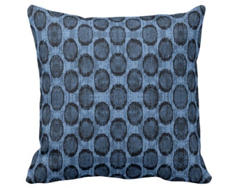 OUTDOOR Ikat Ovals Print Throw Pillow, Dark Blue Geometric Cover