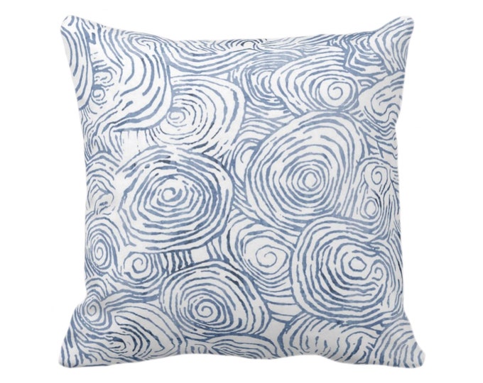 Abstract Floral Throw Pillow or Cover, Navy Blue/White 16, 18, 20, 22, 26" Sq Pillows/Covers Dark Blue Watercolor Modern/Organic/Geo Print