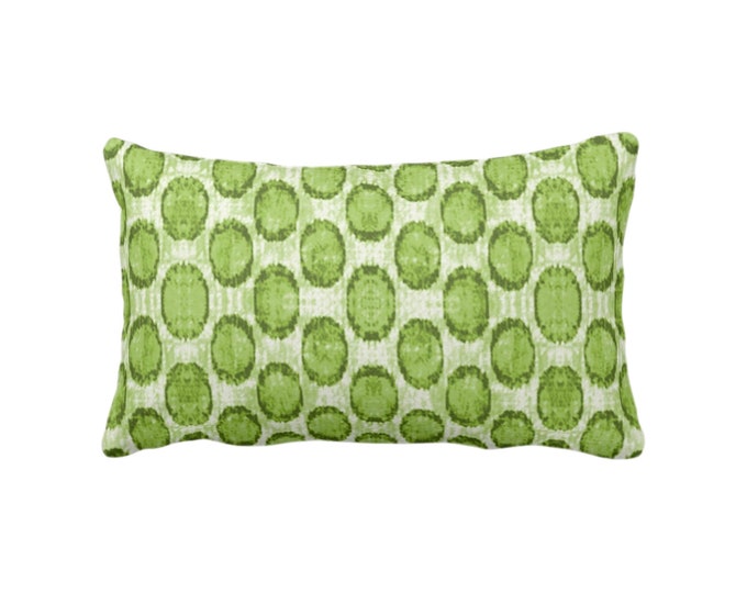 Ikat Ovals Print Throw Pillow or Cover 12 x 20" Lumbar/Oblong Pillows or Covers, Kiwi Green Geometric/Circles/Dots/Dot/Geo/Polka Pattern