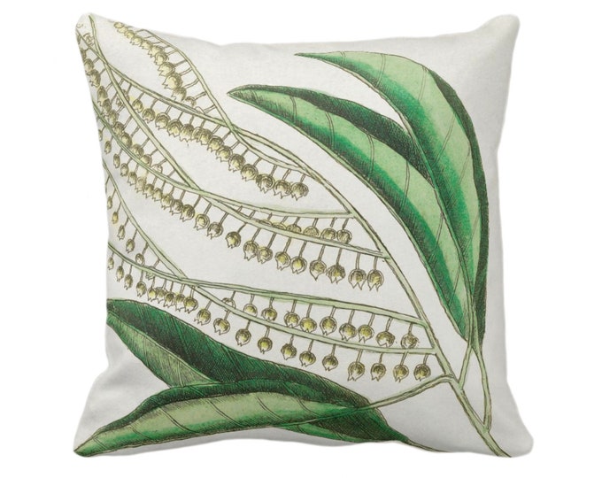 Vintage Botanical Lily of the Valley Throw Pillow or Cover, 16, 18, 20, 22, 26" Sq Pillows/Covers Nature/Plant/Leaves/Greenery Green Print