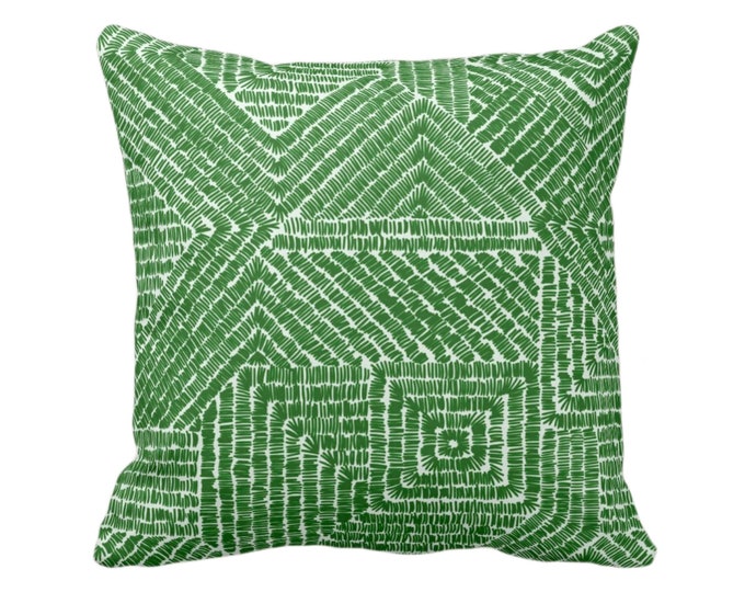 Tribal Geo Throw Pillow or Cover, Botanical Green 16, 18, 20, 22, 26" Sq Pillows/Covers, Bright/Deep Geometric/Tribal/Batik/Geo/Boho/Diamond