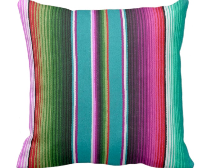 OUTDOOR - READY 2 SHIP Serape Stripe Throw Pillow Cover Only, Printed Blanket/Rug Design 16" Sq Covers, Ombre/Rainbow/Colorful/Striped