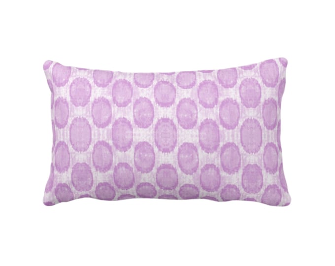 Ikat Ovals Print Throw Pillow or Cover 12 x 20" Lumbar/Oblong Pillows or Covers, Orchid Purple Geometric/Circles/Dots/Dot/Geo/Polka Pattern