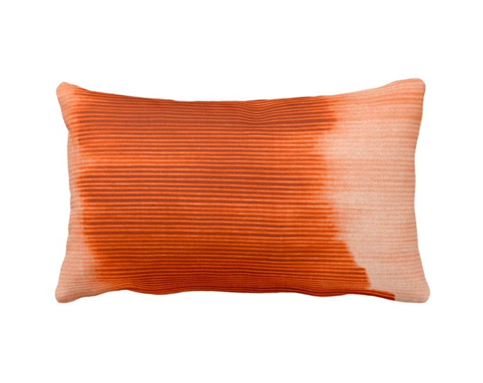 OUTDOOR Copper Ombre Stripe Throw Pillow/Cover 14 x 20" Lumbar Pillows/Covers, Bright Orange/Red Geometric/Print/Striped/Stripes/Geo/Lines