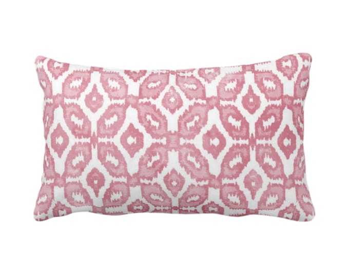 OUTDOOR Blush Ikat Print Throw Pillow or Cover 14 x 20" Lumbar Pillows/Covers Adobe/Dusty Pink/White Geometric/Diamonds/Dots/Diamond/Trellis