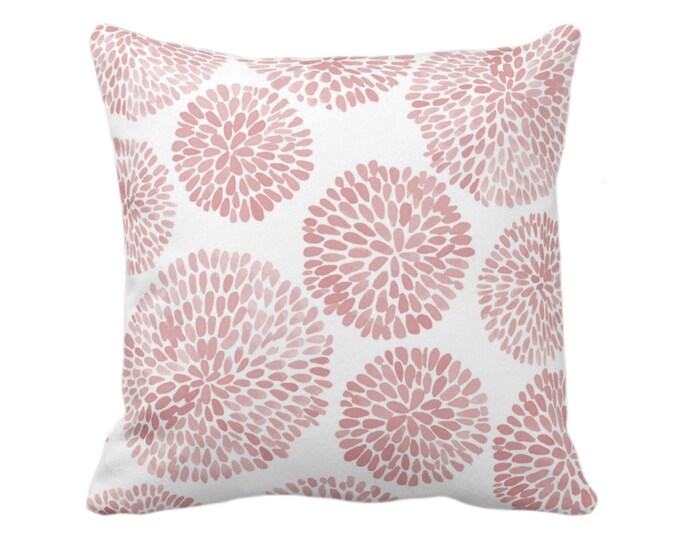 OUTDOOR Watercolor Chrysanthemum Throw Pillow/Cover, Pale Coral/White 14, 16, 18, 20, 26" Sq Pillows/Covers, Pink Modern/Floral/Flower Print