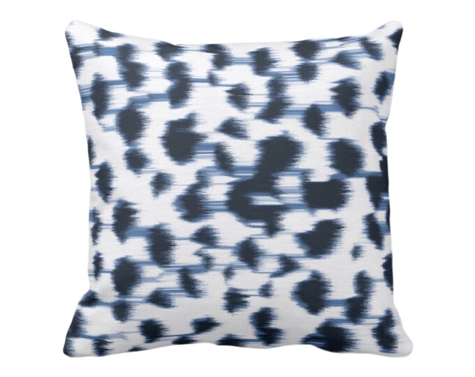 Ikat Abstract Animal Print Throw Pillow or Cover 16, 18, 20, 22, 26" Sq Pillows/Covers, Navy Blue/White Spots/Spotted/Dots/Dot/Geo/Painted