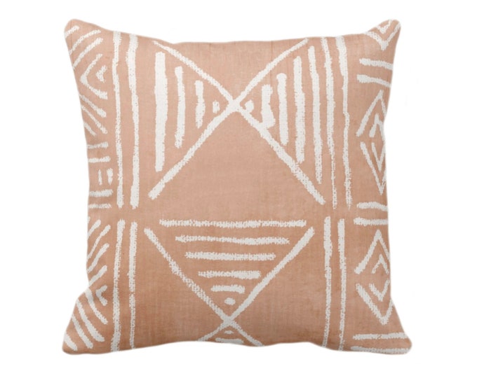 OUTDOOR Mud Cloth Printed Throw Pillow/Cover, Adobe Clay 16, 18, 20, 26" Sq Pillows/Covers, Orange Mudcloth/Boho/Geometric/African Print